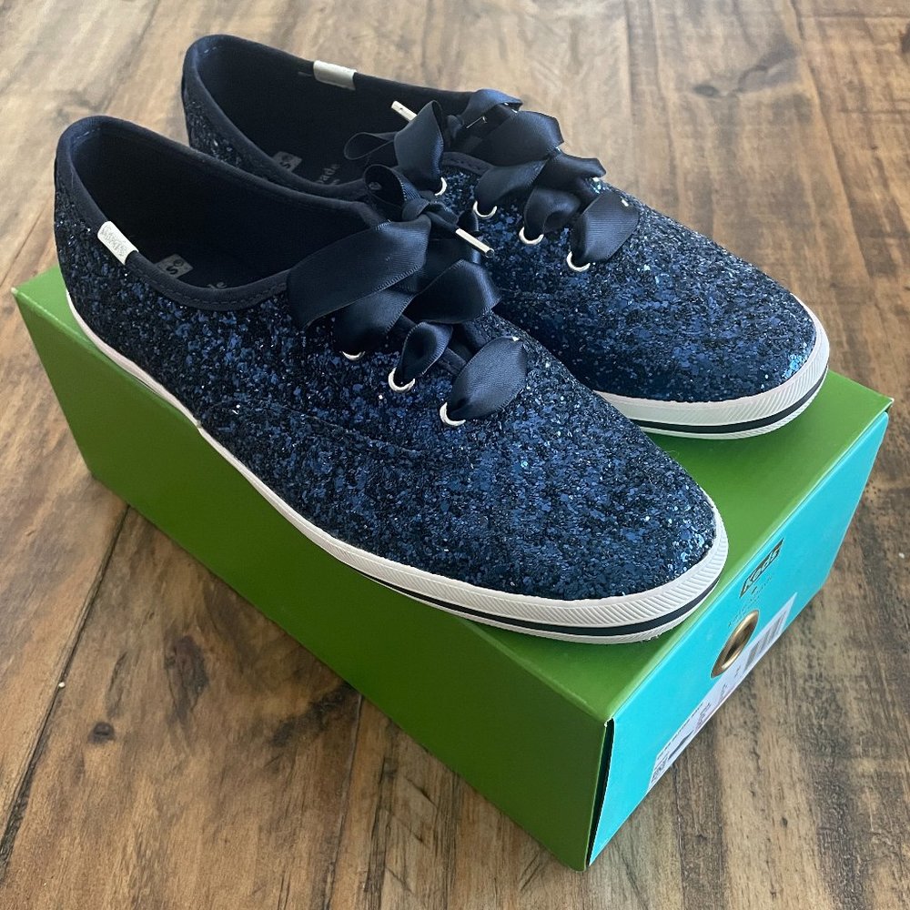 KEDS X KATE SPADE Champion Glitter Sneakers Navy Size 8